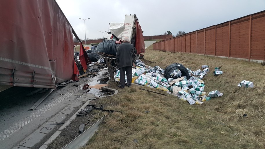 Na A1 zderzyły się dwie ciężarówki /Gorąca Linia RMF FM /Gorąca Linia RMF FM