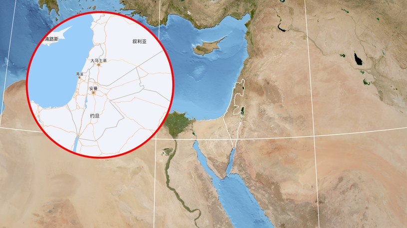Na chińskich mapach brakuje nazwy "Izrael". /Baidu Maps /123RF/PICSEL