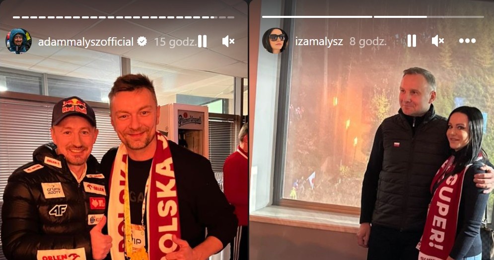 Na InstaStories Adam pozował z Liberem, a Iza Małysz z... Andrzejem Dudą! /https://www.instagram.com/izamalysz/ /Instagram