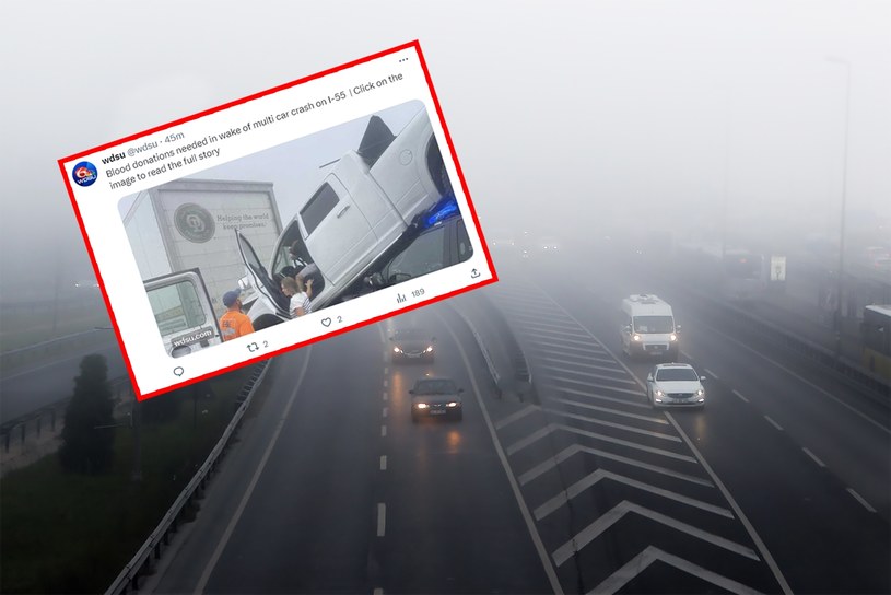 Na jednej z autostrad w amerykańskim stanie Luizjana doszło do gigantycznego karambolu. Screen: @wdsu /Getty Images