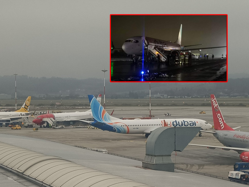 Na lotnisku w Krakowie awaryjnie lądował samolot linii Flydubai /Twitter/Kraków Airport; Facebook/Patrol998-Małopolska /