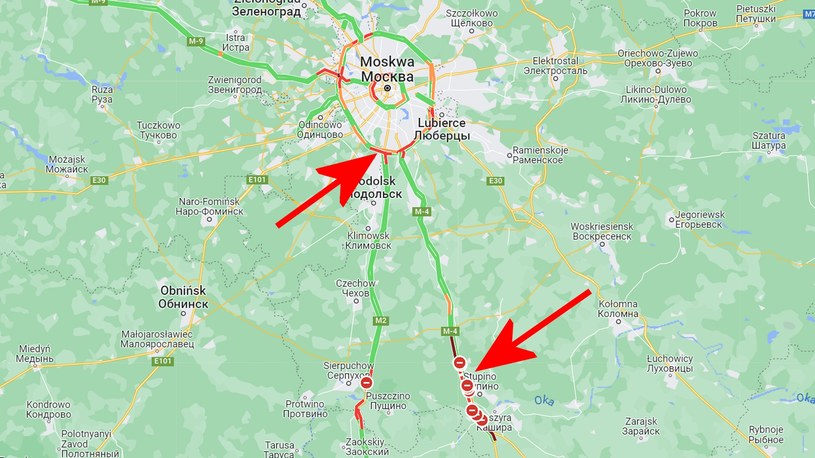 Na Mapach Google można zobaczyć aktualne blokady na drogach w Rosji /Google Maps /materiał zewnętrzny