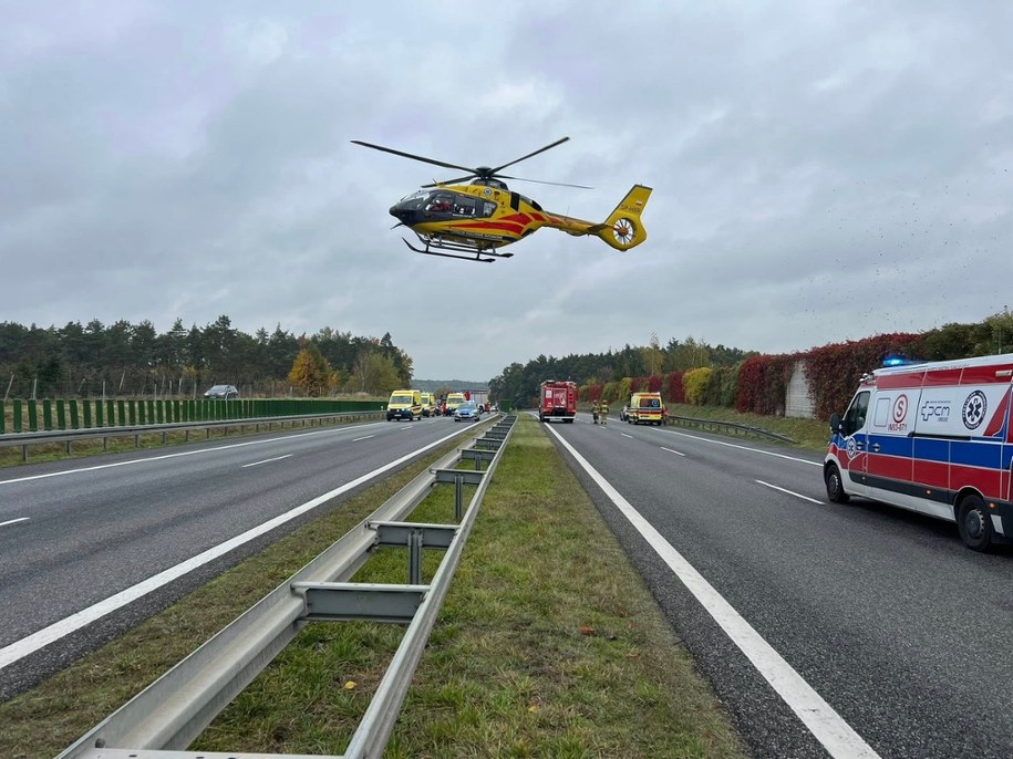 Na miejscu lądował śmigłowiec LPR /Komenda Powiatowa Państwowej Straży Pożarnej w Grójcu /