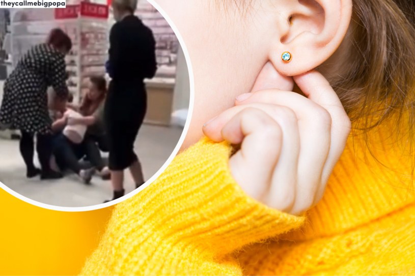 Na nagraniu widać małą dziewczynkę, która krzyczy, płacze i wyrywa się kobietom, które próbują przekłuć jej uszy /TikTok /123RF/PICSEL