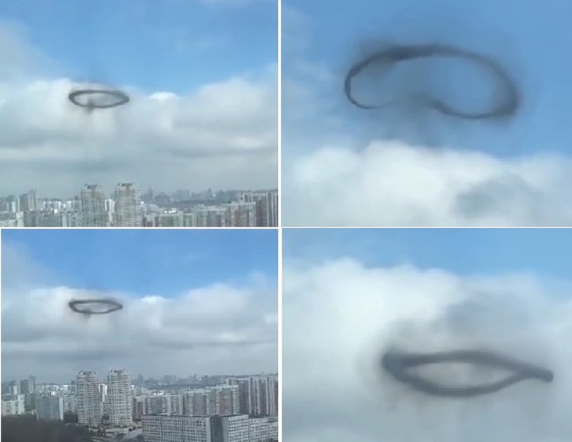 Na niebie nad Moskwą pojawił się czarny pierścień z dymu. Z miejsca podbił media społecznościowe. /Twitter