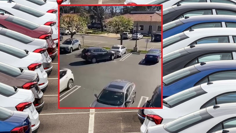 Na parkingu jednego z centrów handlowych w Kalifornii kobieta w Nissanie niszczyła samochody. /123RF/PICSEL/ KTLA 5/ You Tube/ zrzut ekranu /