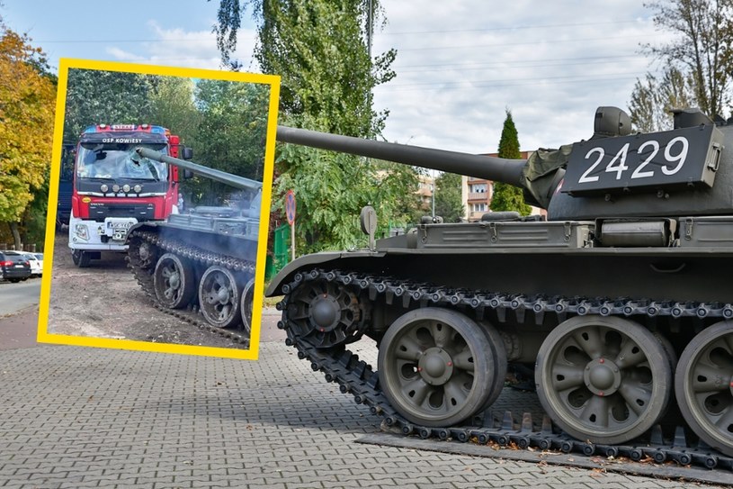 Na pikniku historycznym czołg T-55 wjechał w wóz strażacki /Tomasz Kawka /East News
