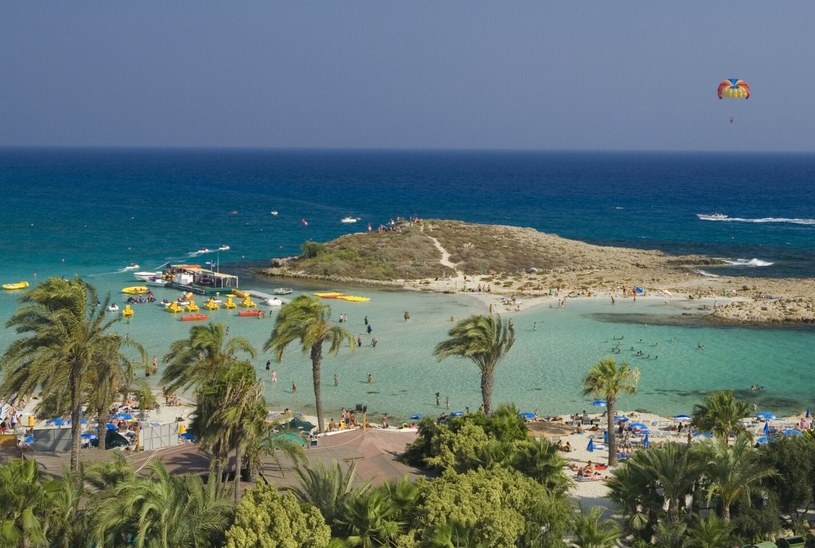Na plaży Nissi na Cyprze wypoczniesz w otoczeniu wielu wysokich palm /East News