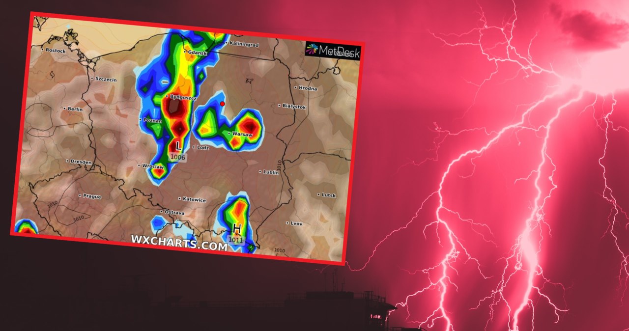 Na środę IMGW prognozuje burze na terenie większości kraju. Lokalnie może też padać duży grad /Artur Aldyrkhanov/Unsplash/WXCHARTS /