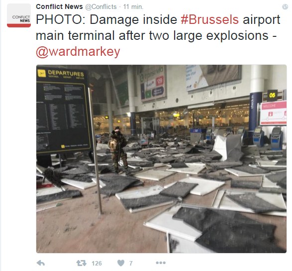 Na Twitterze pojawiają się zdjęcia z wnętrza budynku, gdzie doszło do wybuchu /Twitter