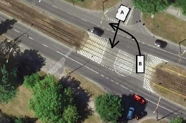 Na tym skrzyżowaniu panuje zasada kto szybszy ten ma pierwszeństwo /poboczem.pl