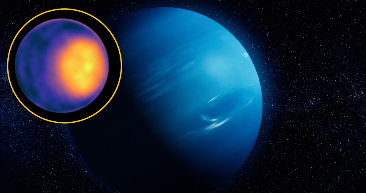 Na Uranie odkryto olbrzymi wir. Ukrywał się przed astronomami od dziesiątków lat /Twitter: IFL Science, credit: NASA/JPL-Caltech/VLA /123RF/PICSEL