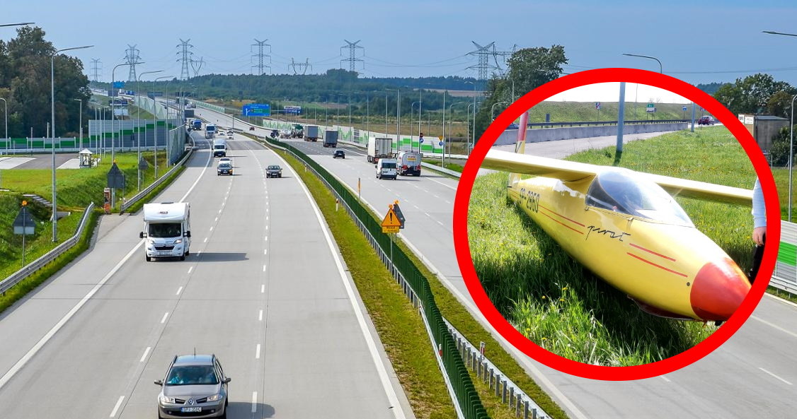 Na węźle Żory na autostradzie A1 lądował szybowiec /GDDKiA