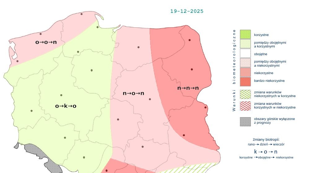 Na zachodzie warunki w ciągu dnia będą wyraźnie lepsze niż na wschodzie /IMGW /