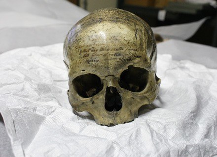 Na zdj. czaszka Kartezjusza, eksponat muzealny z Narodowego Muzeum Historii Naturalnej w Paryżu /AFP