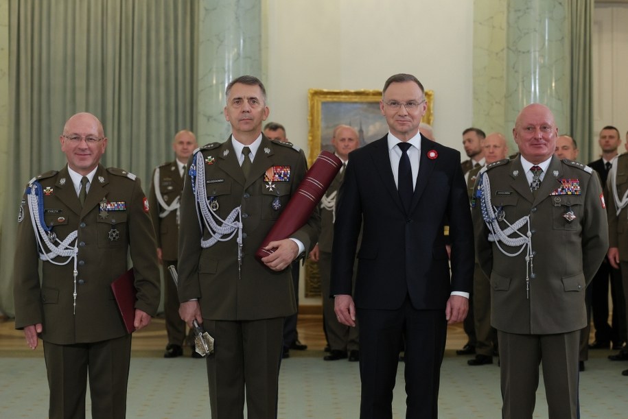 Na zdjęciu (od lewej): gen. bryg. Krzysztof Stańczyk, gen. broni Sławomir Wojciechowski, Andrzej Duda, generał broni Wojska Polskiego Marek Sokołowski /Paweł Supernak /PAP