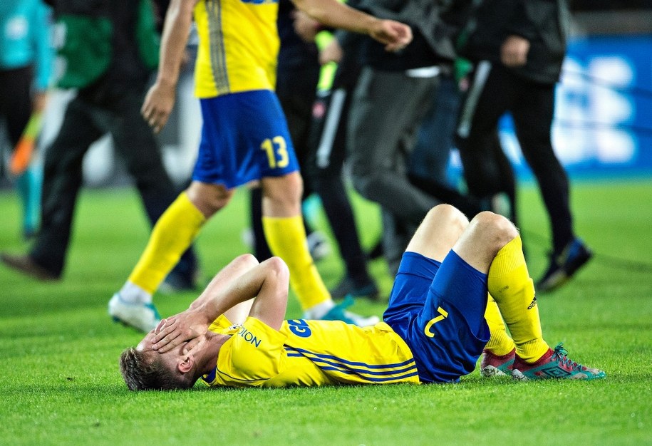 Na zdjęciu Tadeusz Socha i jego reakcja po meczu. /HENNING BAGGER /PAP/EPA