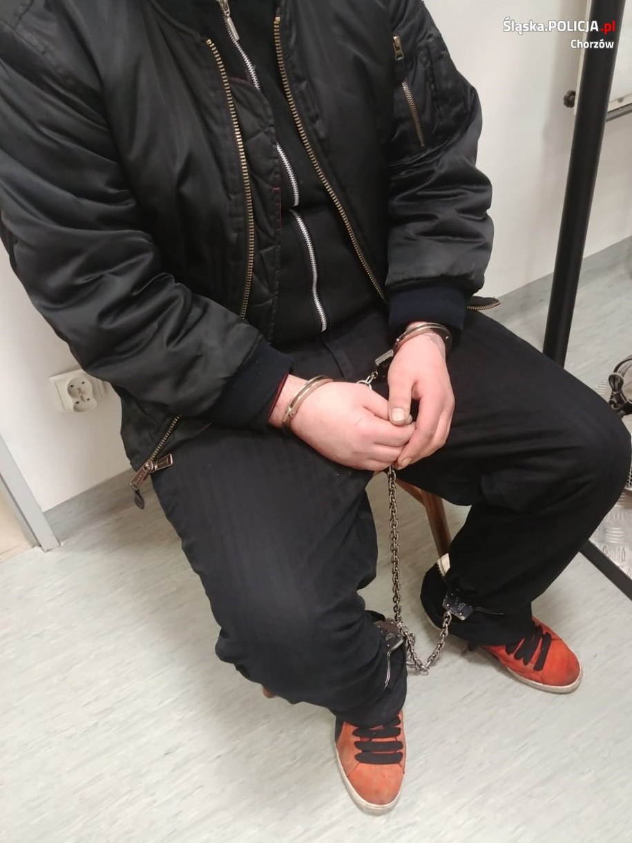 Na zdjęciu zatrzymany mężczyzna /foto. Policja Śląska /