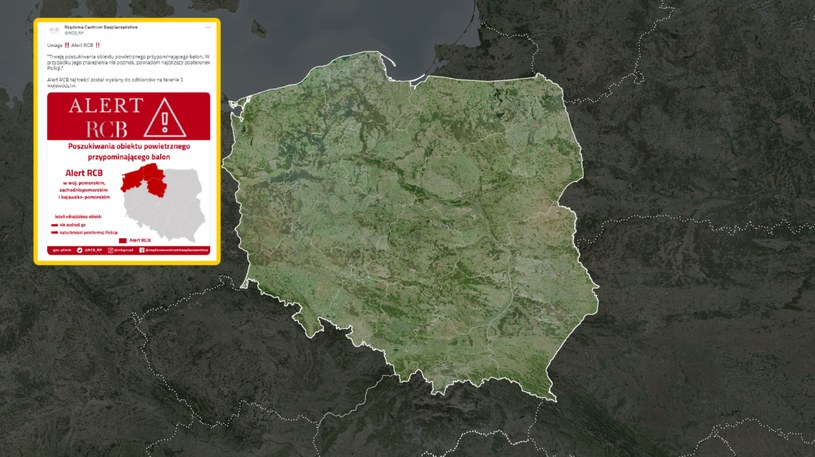Nad Polską pojawił się tajemniczy obiekt znad Białorusi /Twitter: Rządowe Centrum Bezpieczeństwa  /123RF/PICSEL