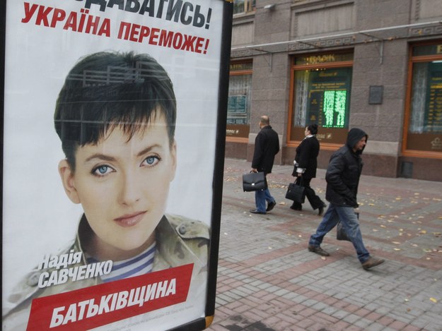 Nadia Sawczenko. Plakat wyborczy /Nikitin Maxim    /PAP/EPA
