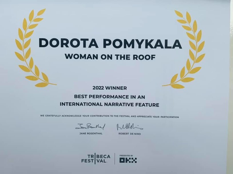 Nagroda dla Doroty Pomykały za rolę w filmie "Kobieta na dachu" /materiały prasowe