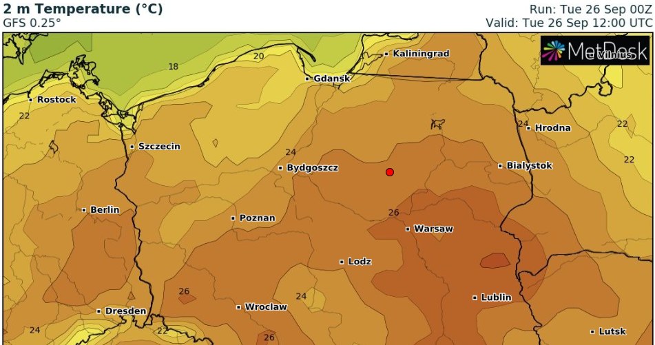 Najcieplej będzie w centrum kraju, gdzie termometry pokażą nawet 27 st. C /wxcharts /