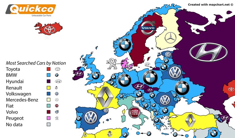 Najczęściej wyszukiwane marki w Europie /Informacja prasowa