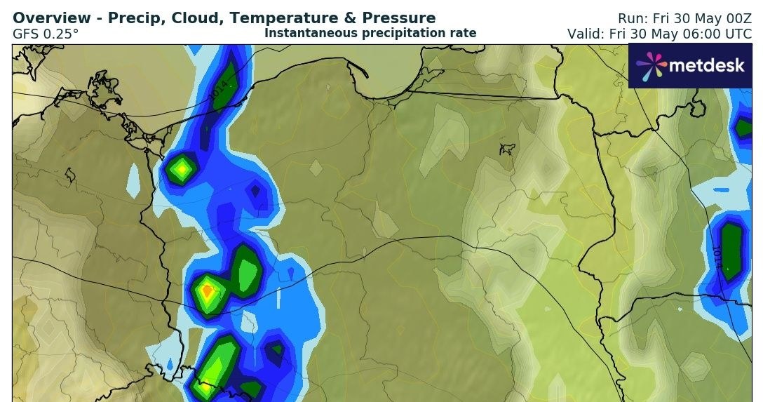 Najdłużej pochmurna i deszczowa aura utrzyma się w zachodniej części Polski /wxcharts /