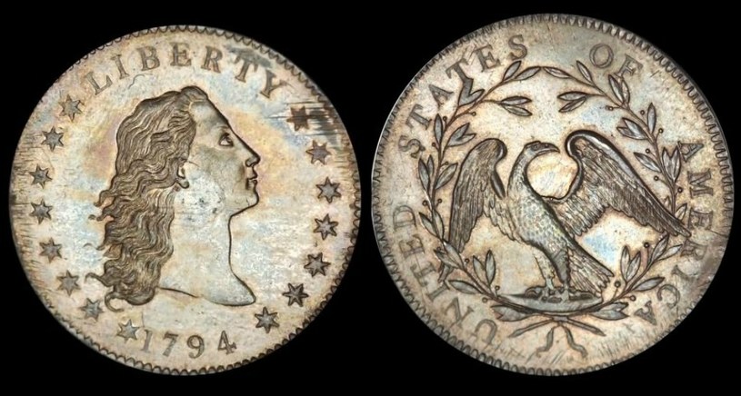 Najlepiej zachowany srebrny dolar z 1794 roku /YouTube