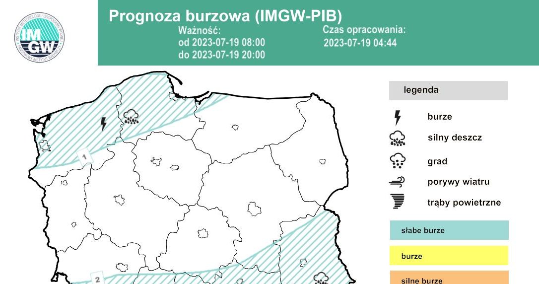 Najsilniejsze burze będą na południu kraju, jednak słabsze zjawiska mogą się też pojawić na północy /IMGW /