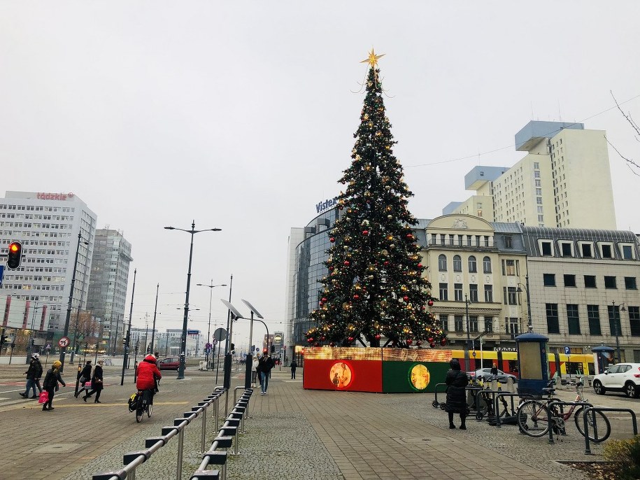 Największa łódzka choinka stoi przy Przystanku Centrum /Agnieszka Wyderka /RMF FM