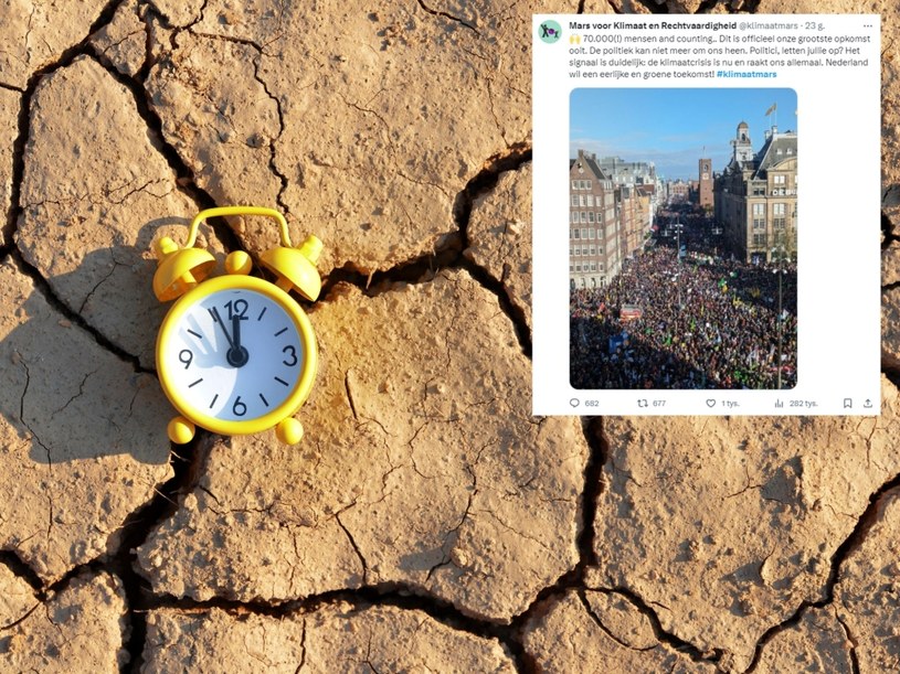 Największy przemarsz proklimatyczny w Holandii zgromadził 70 tys. osób //Twitter /123RF/PICSEL