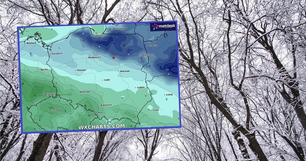 Najzimniej jest na północnym wschodzie kraju, jednak strefa mrozu i śniegu coraz bardziej rozszerza się na południe Polski /lainen/123rf/WXCHARTS /