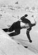 Narciarstwo alpejskie, Toni Sailer podczas slalomu-giganta w 1956 (złoty medal) /Encyklopedia Internautica