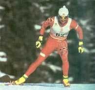 Narciarstwo biegowe, Vegard Ulvang podczas biegu stylem łyżwowym, 1992 /Encyklopedia Internautica
