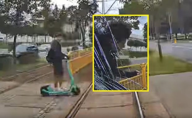 Nastolatek ze słuchawkami w uszach wjechał pod tramwaj. Wideo ku przestrodze