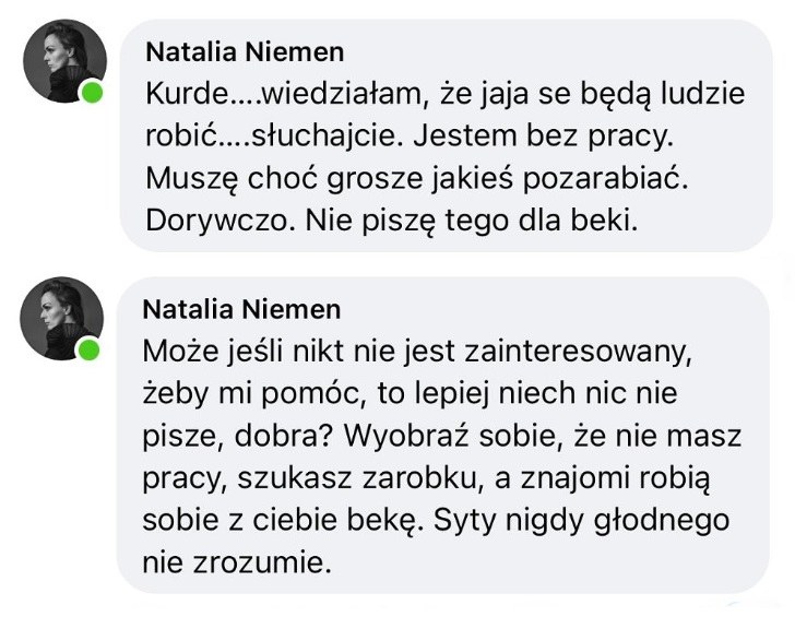 Natalia Niemen walczy z hejterami w sieci. /Facebook/Natalia Niemen /Facebook