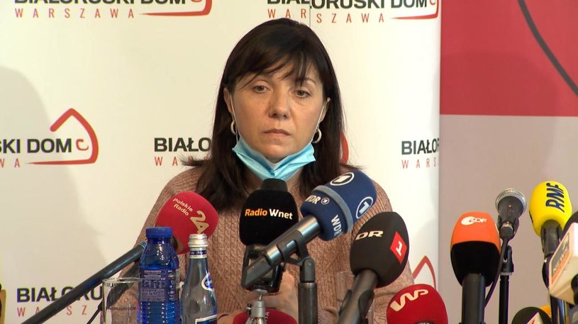 Natalia Pratasiewicz, matka zatrzymanego na lotniku w Mińsku białoruskiego dziennikarza opozycyjnego Ramana Pratasiewicza /Polsat News /Polsat News