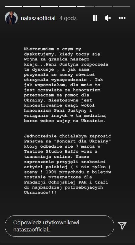 Natasza Urbańska odpowiada Steczkowskiej /Instagram