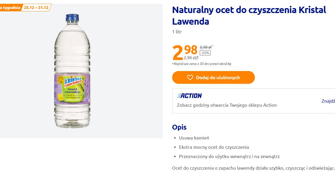 Naturalny ocet do czyszczenia Kristal Lawenda /Action/screenshot /INTERIA.PL