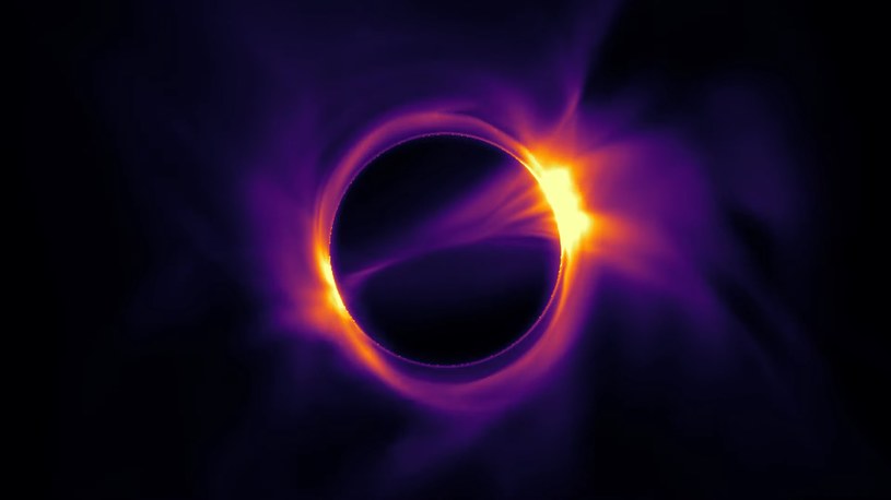 Naukowcy opracowali bardzo szczegółowy model sposobu krążenia gazu wokół czarnej dziury /Zrzut ekranu/Black Hole Simulation/Institute for Advanced Study /YouTube