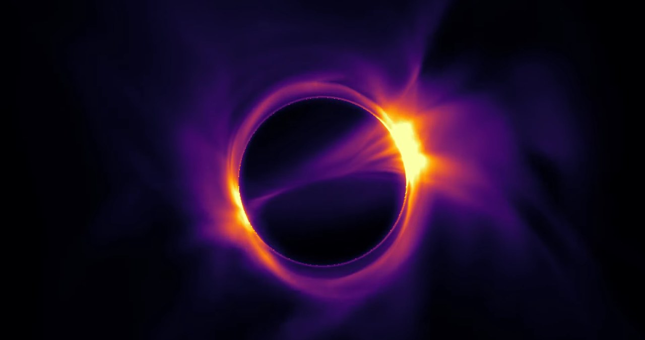 Naukowcy opracowali bardzo szczegółowy model sposobu krążenia gazu wokół czarnej dziury /Zrzut ekranu/Black Hole Simulation/Institute for Advanced Study /YouTube