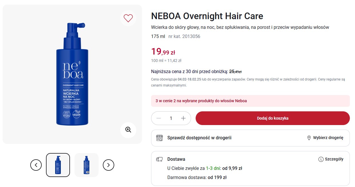 Neboa Overnight Hair Care – Wcierka do skóry głowy, na porost i przeciw wypadaniu włosów /Rossmann /INTERIA.PL