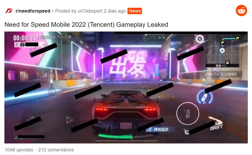 Need for Speed Mobile 22 - fragment filmu zamieszczonego w serwisie Reddit.com przez użytkownika @Clxbsport /materiały prasowe