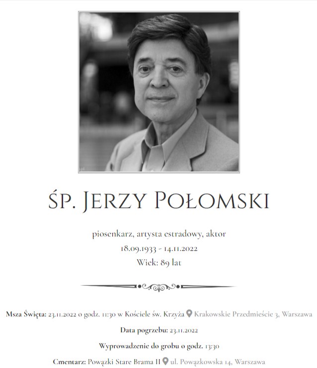 Nekrolog Jerzego Połomskiego /rucinski.waw.pl /materiał zewnętrzny