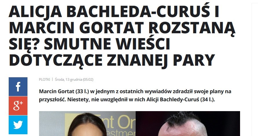 News o Alicji Bachledzie-Curuś i Marcinie Gortacie /pomponik.pl