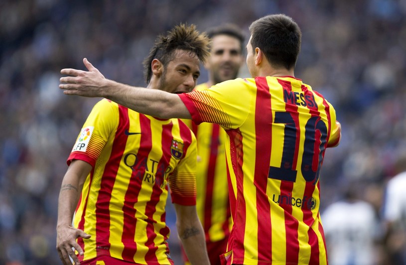 Neymar i Leo Messi świętują gola /PAP/EPA