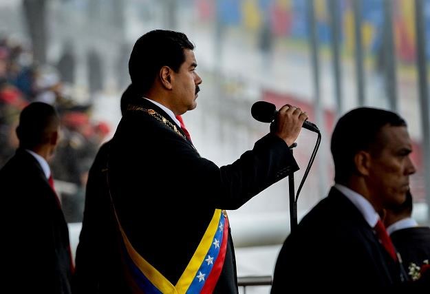 Nicolas Maduro (przy mikrofonie), prezydent Wenezueli /AFP