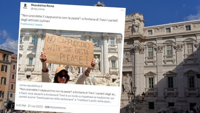 "Nie dla cappuccino do spaghetti". Protest przy Fontannie di Trevi 