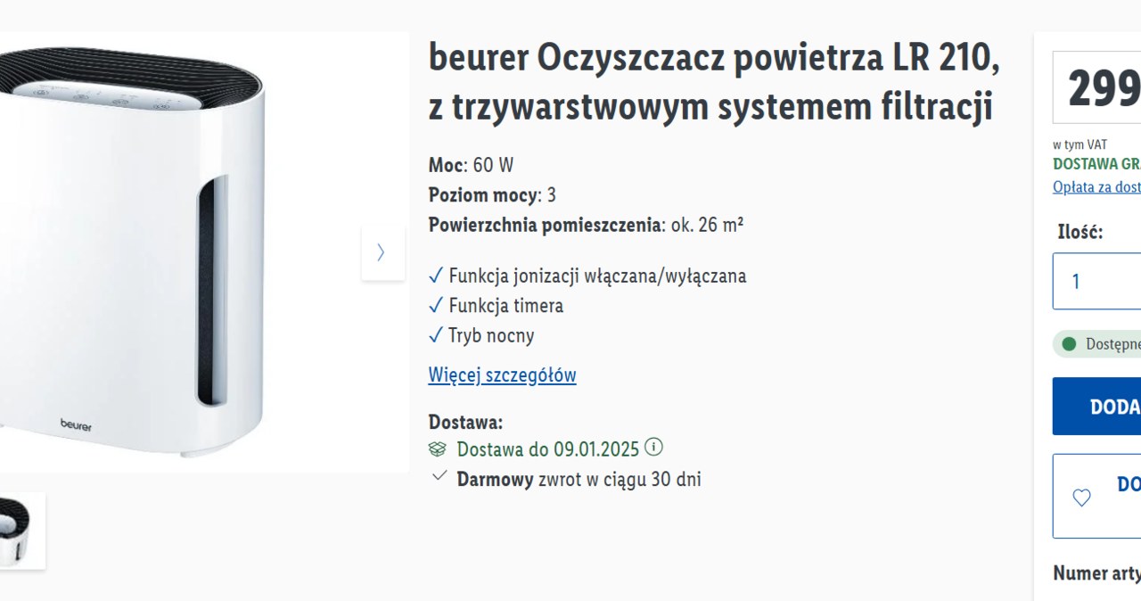 Nie pozwól, by smog zatruwał Twoje powietrze! Lidl oferuje oczyszczacz Beurer w świetnej cenie! /lidl.pl /INTERIA.PL